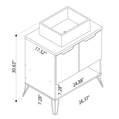 Manhattan Comfort Rockefeller 26.38" Bathroom Vanity Sink 2.0 in Nature 159GMC77